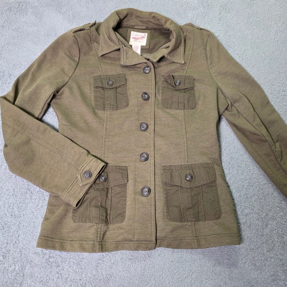 Mossimo Womens XL Utility Jacket Olive Green Military Cargo Button Front